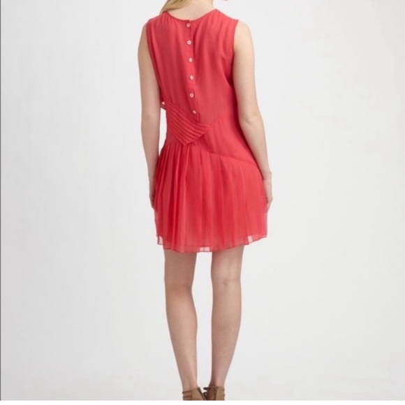 Nanette Lepore All Tuckered Out Silk Aline Dress Size 6 Pink Pleated Sleeveless - Picture 2 of 16